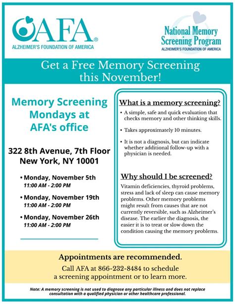 Alzheimers Foundation Of America National Memory Screening Program