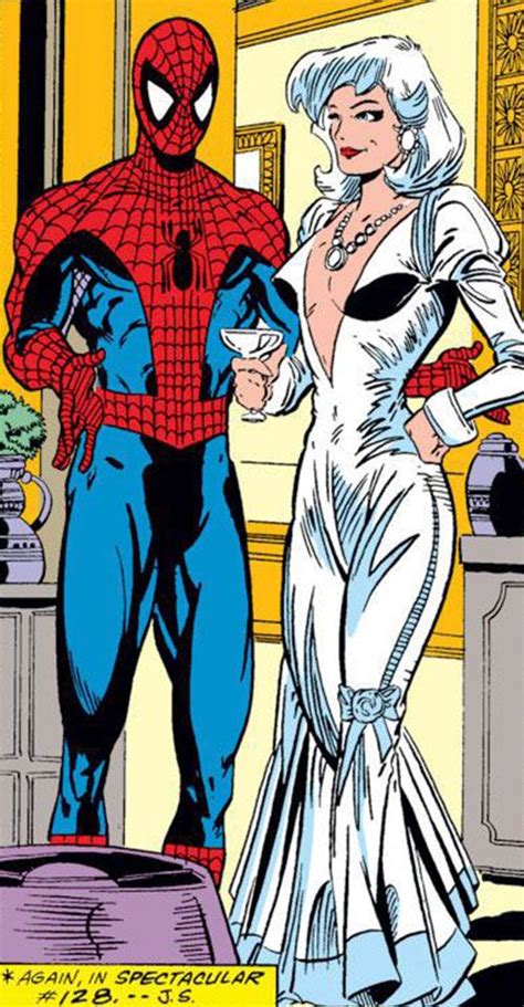 Silver Sable Marvel Comics Early In A Evening Gown With Spider Man