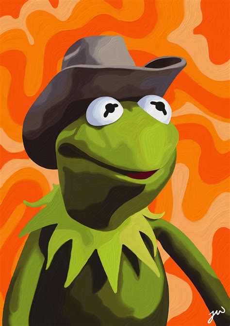 Cowboy Kermit Painting Version 12 Orange Poster Painting By Roberts