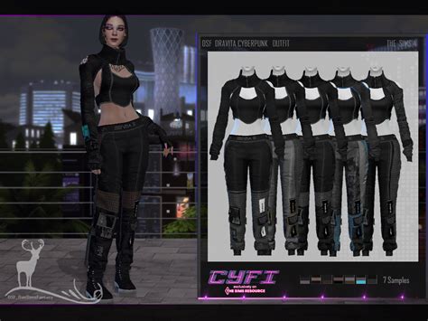 Dansimsfantasy The Sims 4 Dravita Cyberpunk Outfit Download