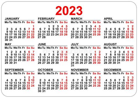 Simple 2023 Year Calendar Stock Vector Illustration Of Template 80462260