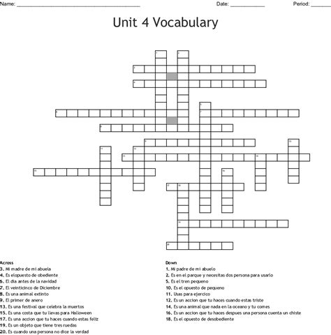 La Crucigrama Del Repaso Crossword Wordmint