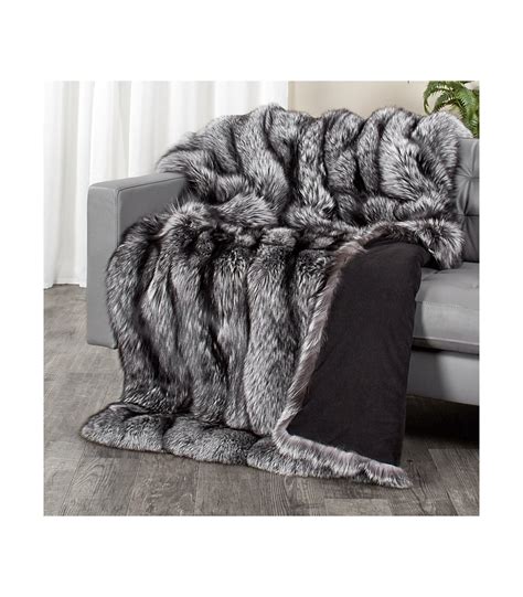 Full Pelt Silver Fox Fur Blanket For Luxurious Home Decor At