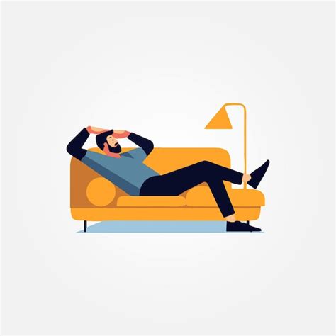 Premium Vector Man Lying Resting On Sofa Vector Illustration