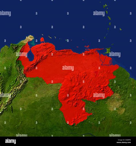 Highlighted Satellite Image Of Venezuela Stock Photo Alamy