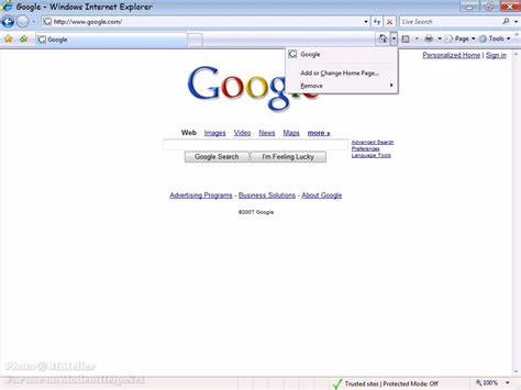 Windows Vista Internet Explorer V7 Browser Winvista Modemhelp
