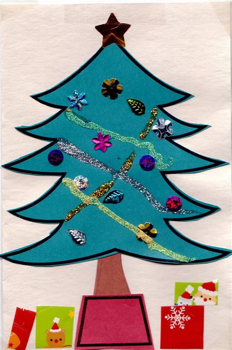 Easy Christmas Tree Card Craft Preschool Education For Kids