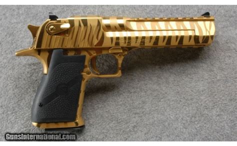 Magnum Research Desert Eagle 50 AE Gold Tiger Stripe As New In Case