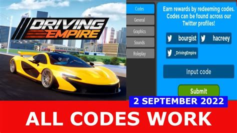 All Codes Work Driving Empire Roblox September 2 2022 Youtube