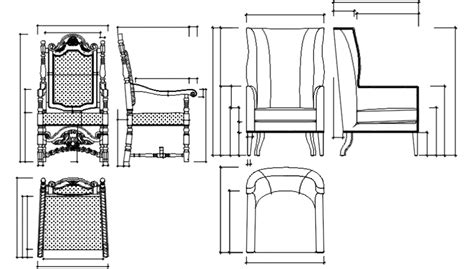 Unique Classic Chair Elevation Block Cad Drawing Details Dwg File