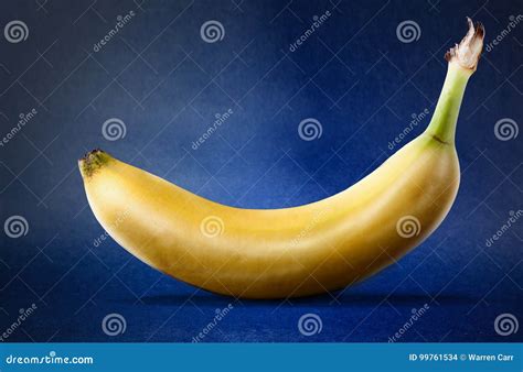 Fresh Yellow Banana On Blue Background Stock Photo Image Of Sweet