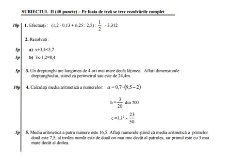 Model Teza La Matematica Pentru Clasa A 5 A Semestrul 2 Rezolvare