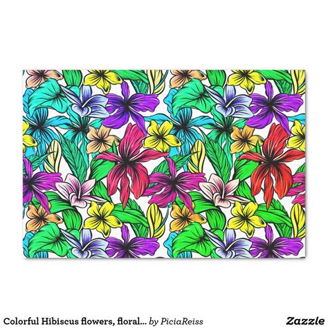 Hibiscus flowers are one of my top 3 easy flowers to get started with if you're new to paper flower making. Colorful Hibiscus flowers, floral vector pattern Tissue Paper | Zazzle.com in 2020 | Diy prints ...