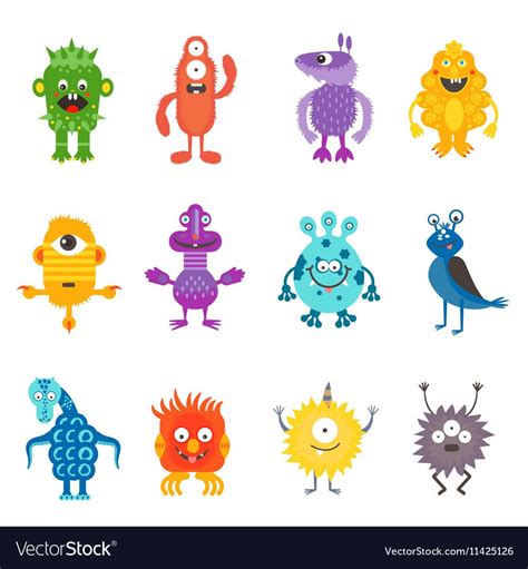 Cartoon Cute Color Monsters Aliens Set Isolated Download A Free Preview Or High Quality Adobe