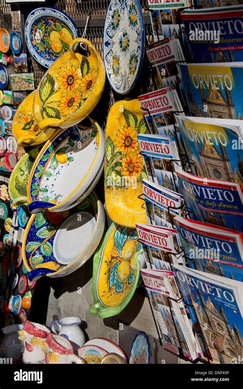 Italy Orvieto Detail Of Traditional Hand Painted Italian Pottery For