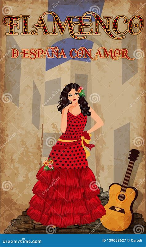 Flamenco.Translation is from Spain with Love. Elegant Spanish Girl and