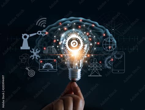 Hand Holding Light Bulb And Cog Inside And Innovation Icon Network