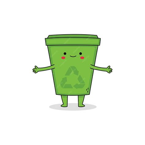 Premium Vector Cute Recycle Bin Cartoon Character