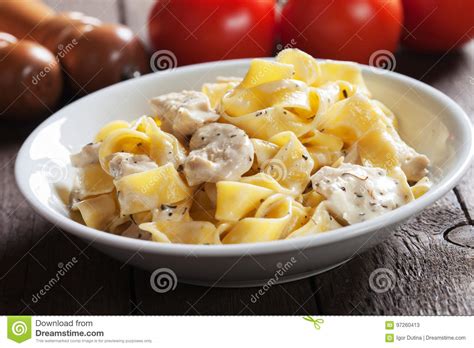 Italian Chicken Alfredo Pasta Stock Image Image Of Pasta