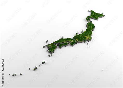 japan 3d physical map with relief stock illustration adobe stock