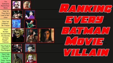 Every Batman Movie Villain Ranked Batman Villains Tier List Youtube