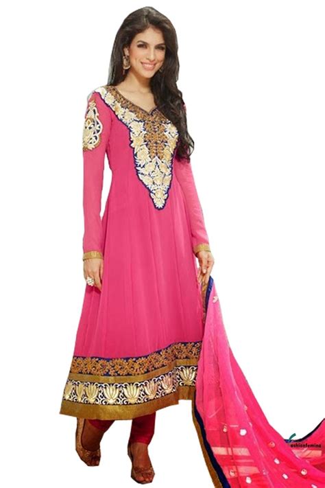 Fashionfemina Sparkling Light Pink Color Salwar Kameez Partywear Light Pink Color Long