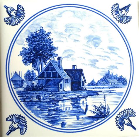 Nautical Blue Delft Kiln Fired Ceramic Tile Back Splash Set Of Etsy