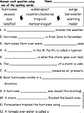 The worksheets include first grade. Weather Spelling Word Questions: EnchantedLearning.com