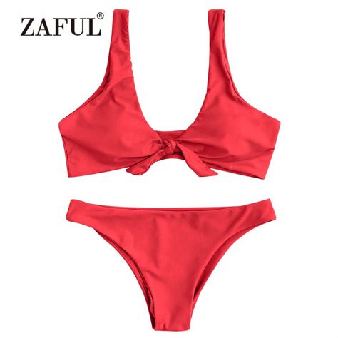 Zaful Bikini Swimwear Women Knotted Swimsuit Sexy Padded Vest Knotted