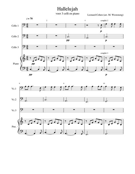 Hallelujah Leonard Cohen Sheet Music For Piano Cello Download Free In Pdf Or Midi