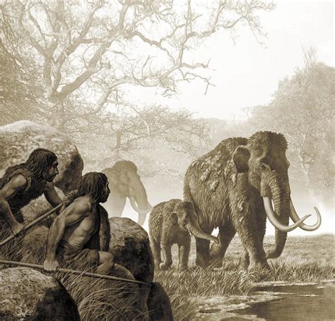 Neanderthals Hunting Mammoth Artwork Photograph By Science Photo Library