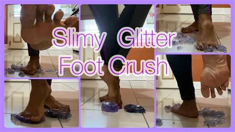 Slimy Glitter Feet Foot Crush Relaxing Video Purple Toes Glitter Slime Youtube