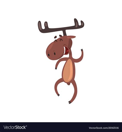 Cute Funny Deer Cartoon Character With Antlers Vector Image