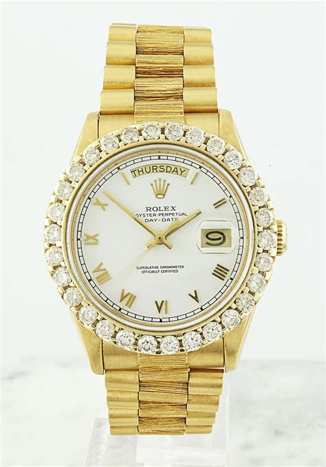 Authentic Rolex Perpetual Day Date 18k Yellow Gold Diamond W
