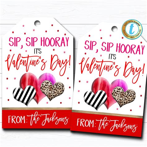 Valentine T Tags Sip Sip Hooray Tidylady Printables