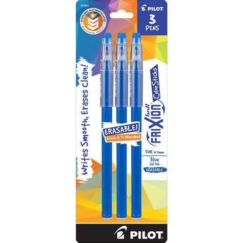 Pilot Frixion Color Sticks Erasable Gel Pens Fine Point Blue 3 Count