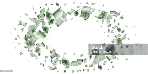Counting Euro Banknote Falling Isolated Money Cash Texture On White