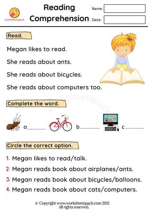 Reading Comprehension Worksheet Interactive Worksheet Edform