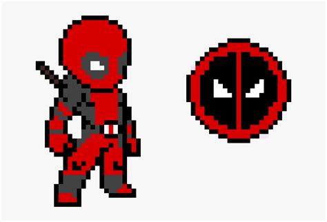 Deadpool Character And Logo Pixel Art Minecraft Deadpool Hd Png