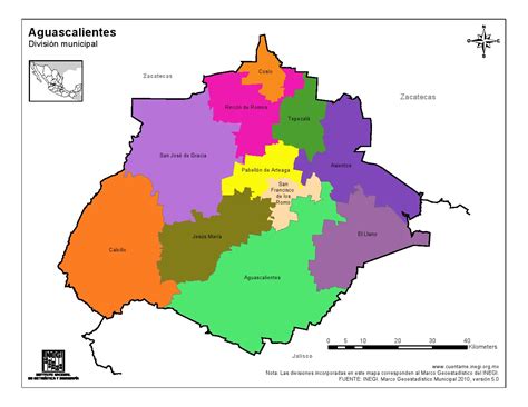 Mapa Para Imprimir De Aguascalientes Mapa En Color De Municipios De