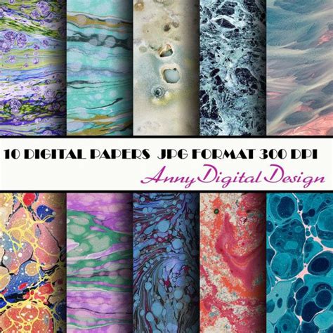 Marble Digital Paper In Colorfull With Various Marble Pattern Etsy