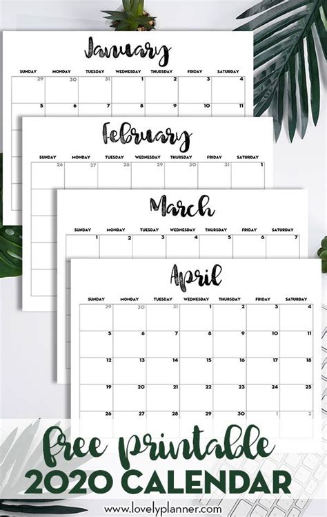 2020 Calendar Printable Free Template Lovely Planner Monthly
