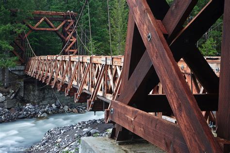 Nisqually River Wooden Suspension Bridge At Longmire Mount Rainier