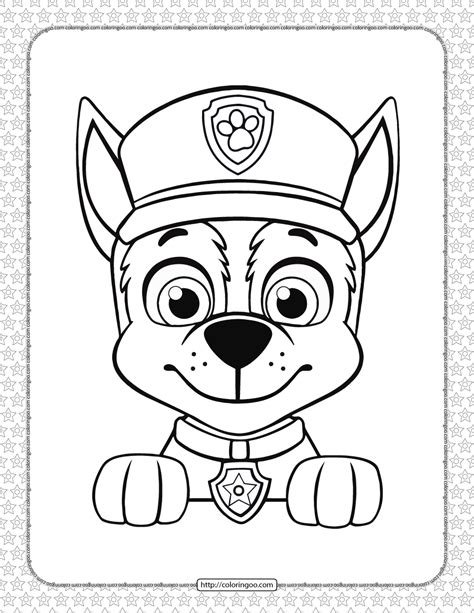 Printable Paw Patrol Chase Head Coloring Page Paw Patrol Coloring
