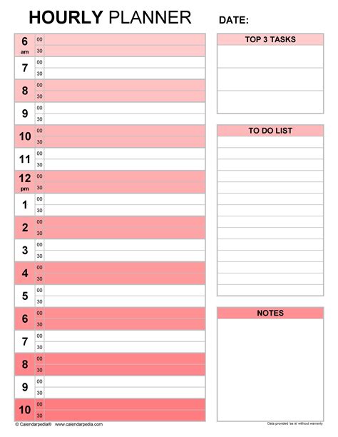 Weekly Hourly Planner Printable Pdf Free Printable Templates By Nora