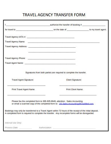 Travel Agency Forms Templates
