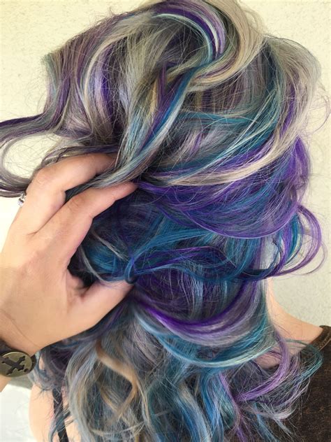 Purple And Teal Hair Balayage Hair Wrap