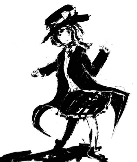 Safebooru 1girl Black Hair Bow Coat Hair Bow Hat Hat Bow Highres Light Smile Monochrome Open