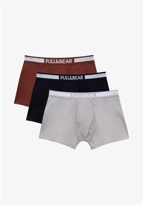 Pullandbear Pack Of 3 With Logo Panties Browngreymehrfarbig