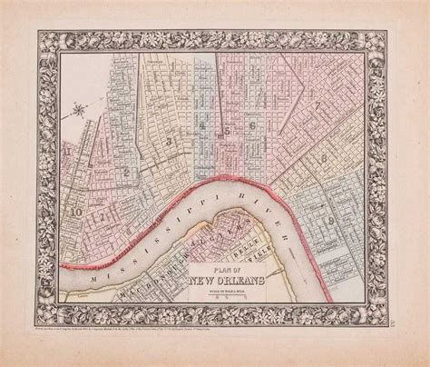 Mitchell Antique Map Of New Orleans 1860